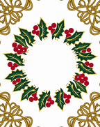 Festive Holly Berry Garland Gold Border Rug