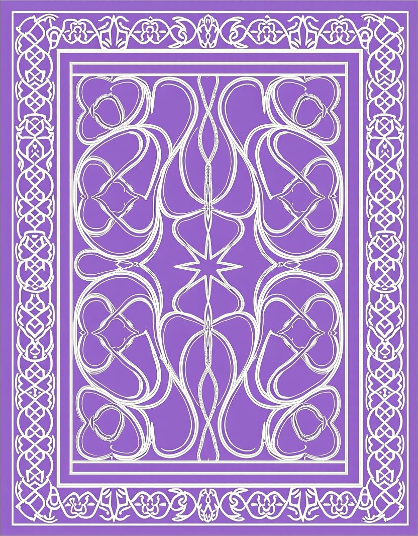 Ornate Lavender White Floral Arabesque Rug