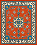 Crimson Blue Golden Medallion Rug