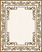 Ornate Brown Scrollwork Classic Border Rug
