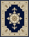 Classical Navy Gold Medallion Border Rug