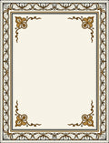 Elegant Gold Leaf Scroll Border Rug