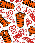 Playful Orange Tiger Stripes Whimsical Icons Rug