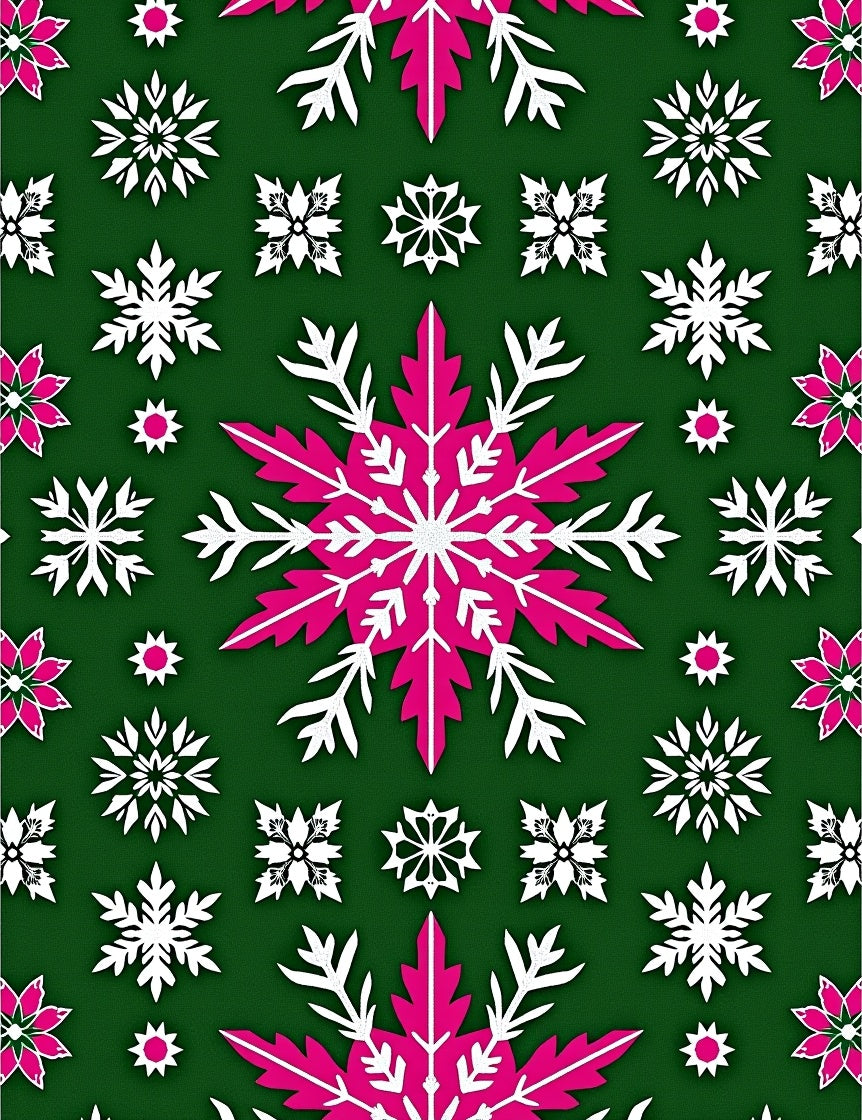 Festive Pink Snowflake Emerald Scatter Rug