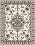 Ornate Floral Medallion Cream Rug