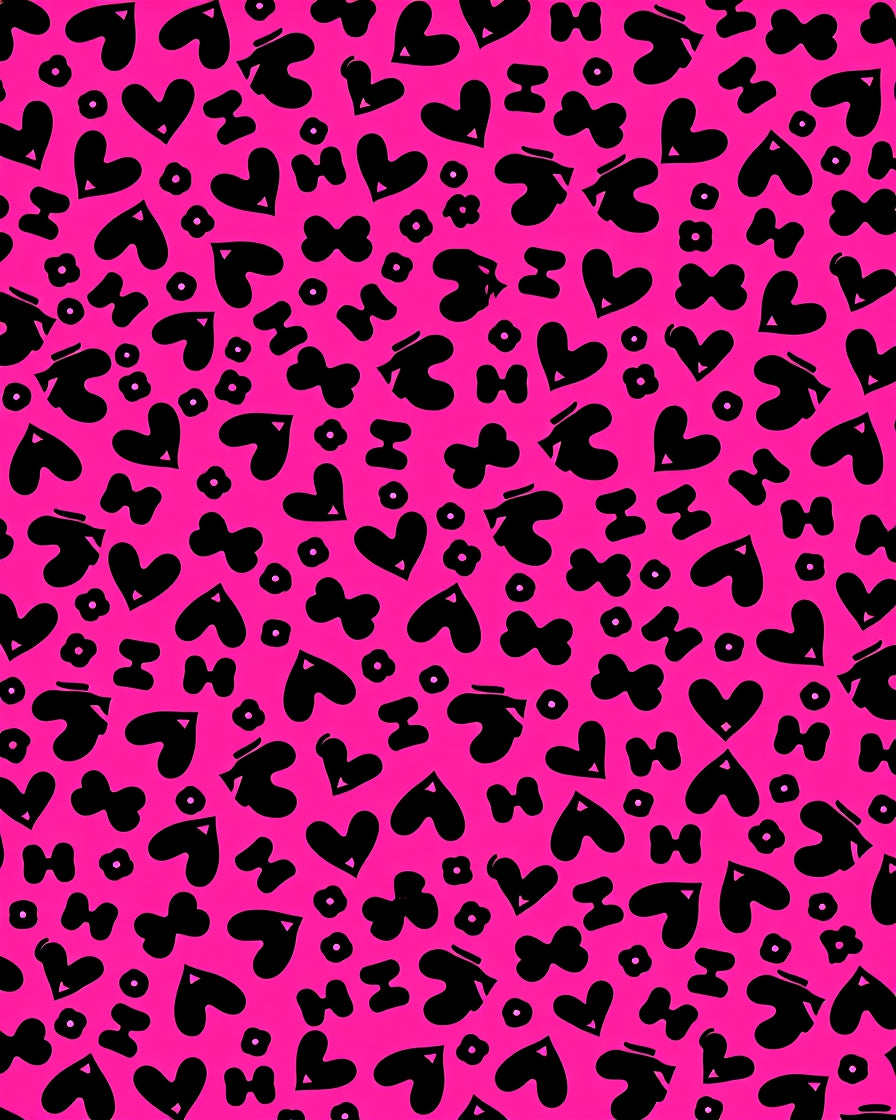 Vibrant Hot Pink Heart Cluster Rug