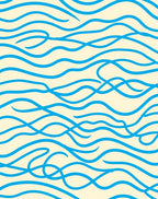 Blue Wavy Lines Cream Rug