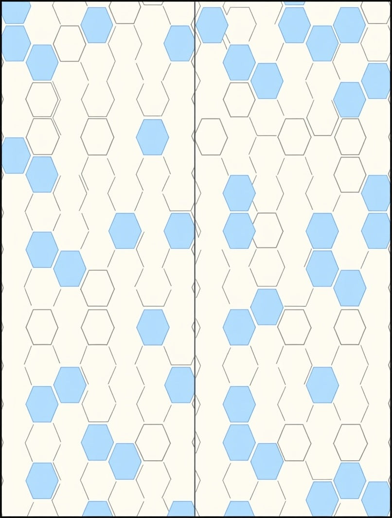 Light Blue Hexagon Geometric Grid Rug
