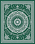 Deep Green Intricate Floral Mandala Rug