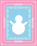 Pink White Blue Snowman Border Rug