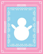 Pink White Blue Snowman Border Rug