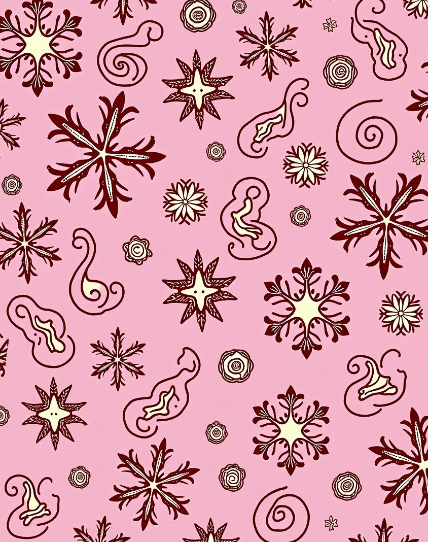 Pink Snowflake and Swirl Medley Rug