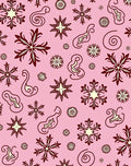 Pink Snowflake and Swirl Medley Rug