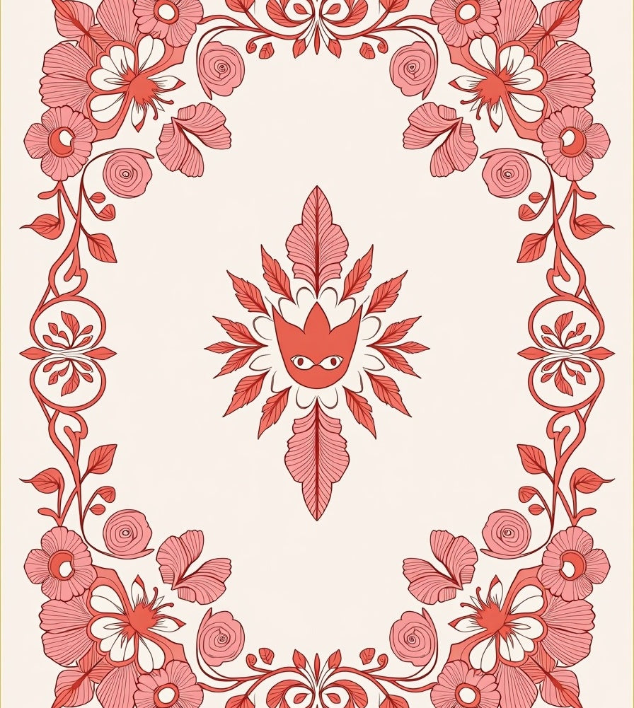 Coral Floral Arch Creature Medallion Rug