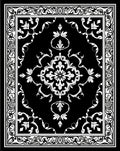 Elegant Black White Floral Medallion Border Rug