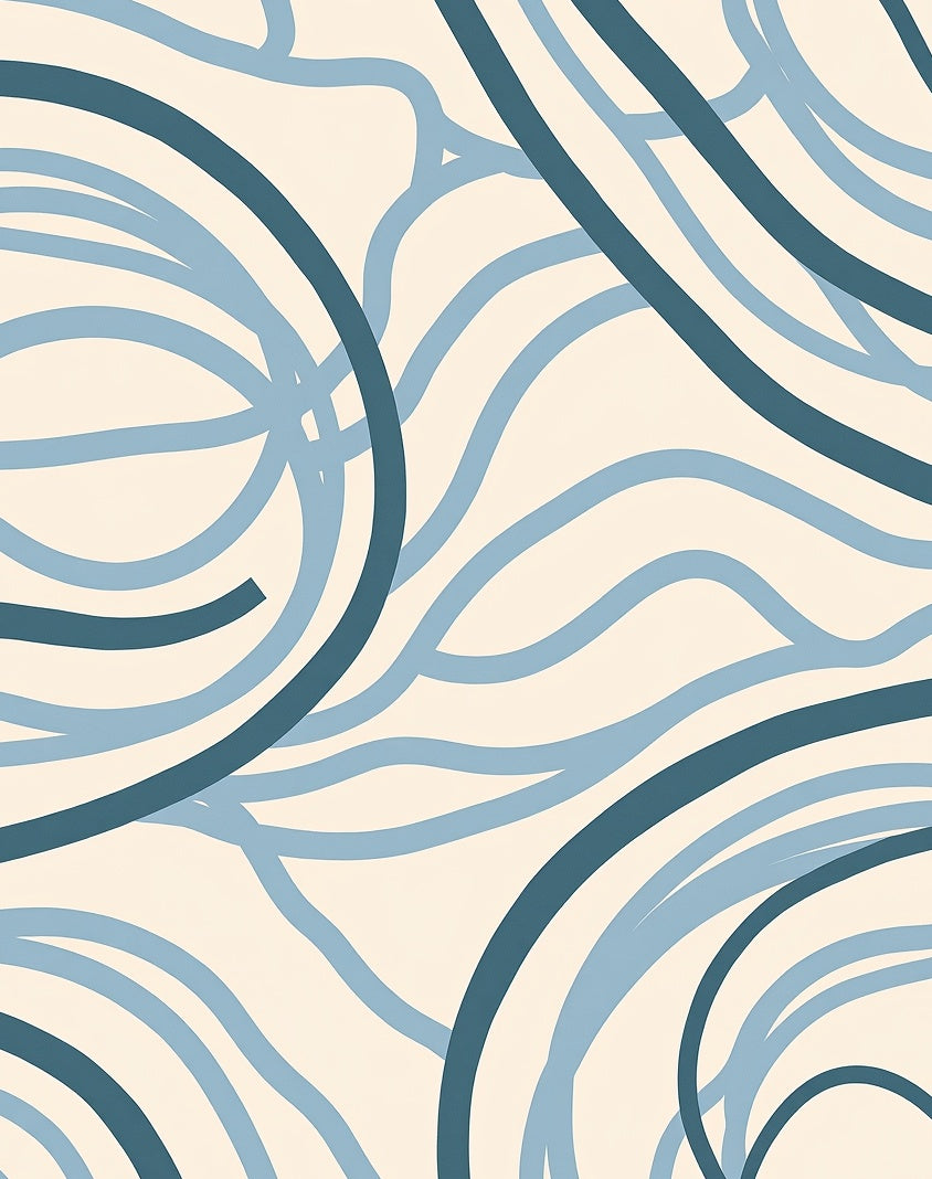 Coastal Blue Swirl Abstract Rug