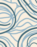 Coastal Blue Swirl Abstract Rug