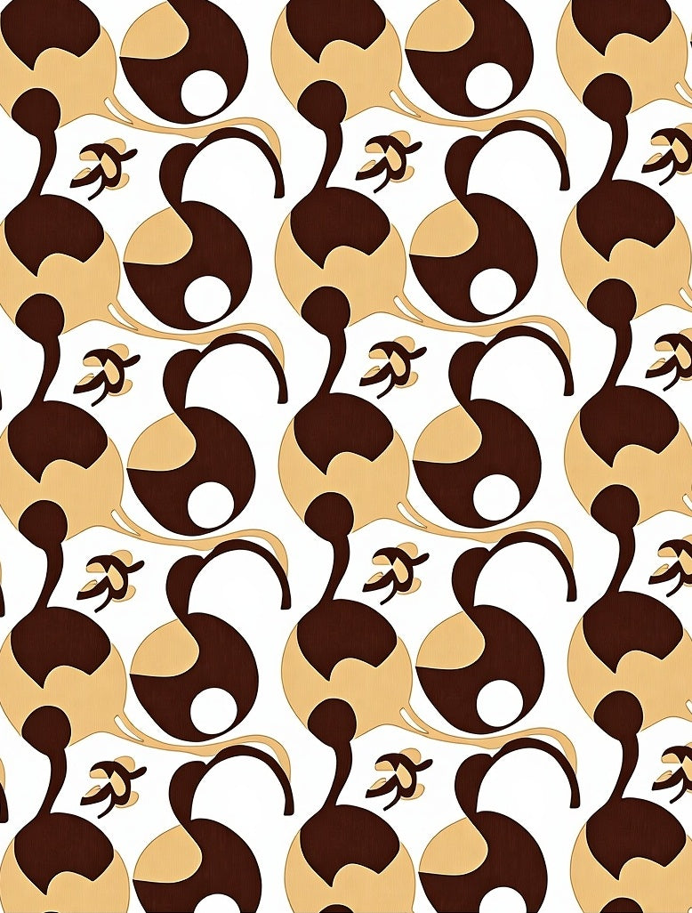 Retro Chic Golden Brown Stylized Floral Rug