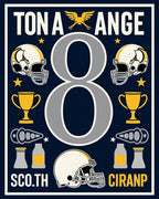 Navy Gold Football Helmets Trophy Art Rug