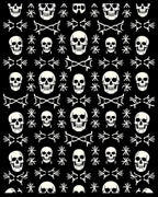 Black White Skull Medallion Tassel Rug