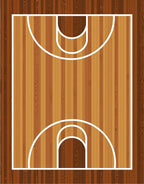 Wooden Basketball Court Floor Rug