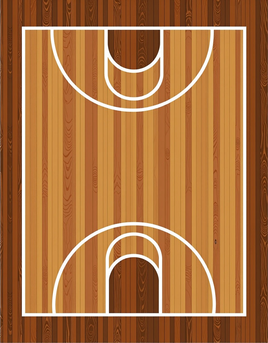 Wooden Basketball Court Floor Rug