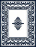 Dark Blue Ornate Floral Medallion Rug
