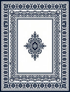 Dark Blue Ornate Floral Medallion Rug