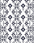 Bold Navy Floral Damask Overlay Rug