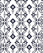 Bold Navy Floral Damask Overlay Rug