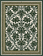 Dark Green Leafy Vine Scroll Rug