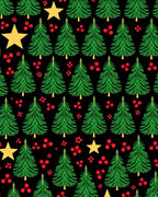 Green Christmas Trees Red Berries Stars Rug
