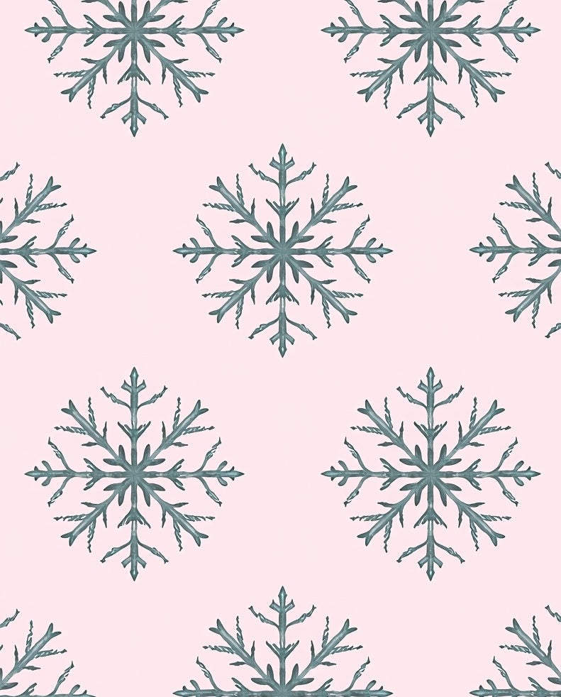 Soft Pink Teal Snowflakes Repeat Rug