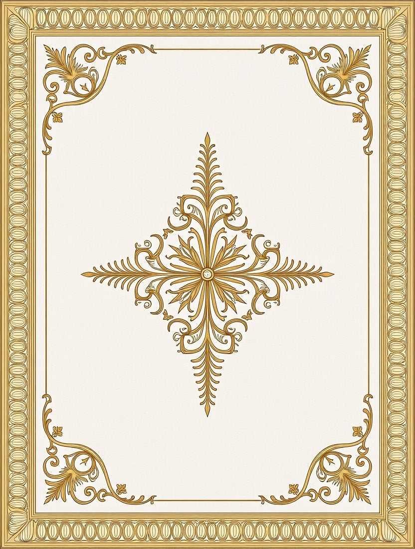 Ornate Gold Filigree Centerpiece Rug
