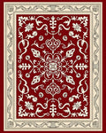 Crimson Floral Medallion Ivory Border Rug