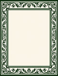 Dark Green Floral Scroll Border Rug