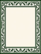 Dark Green Floral Scroll Border Rug