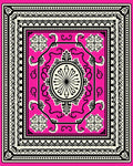 Vibrant Pink Floral Medallion Border Rug