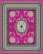 Vibrant Pink Floral Medallion Border Rug