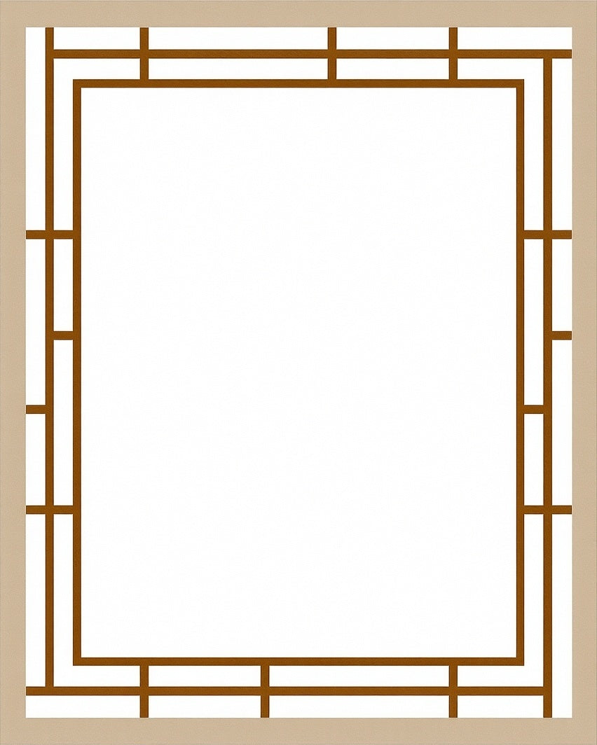 Tan Bordered Geometric Frame Rug