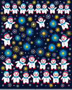 Happy Snowman Winter Snowflake Navy Rug