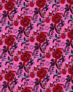 Bold Scarlet Rose Pink Floral Rug