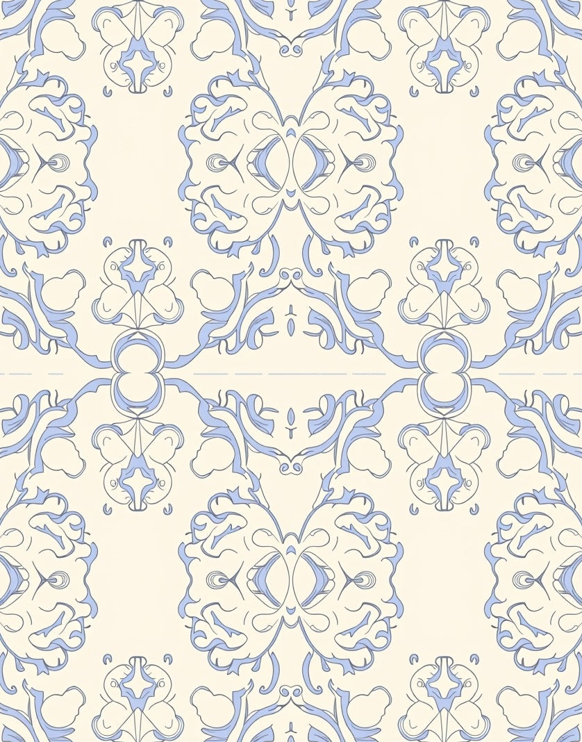 Pale Blue Ornamental Flourish Rug