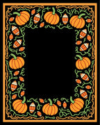 Orange Pumpkin Vine Football Border Rug