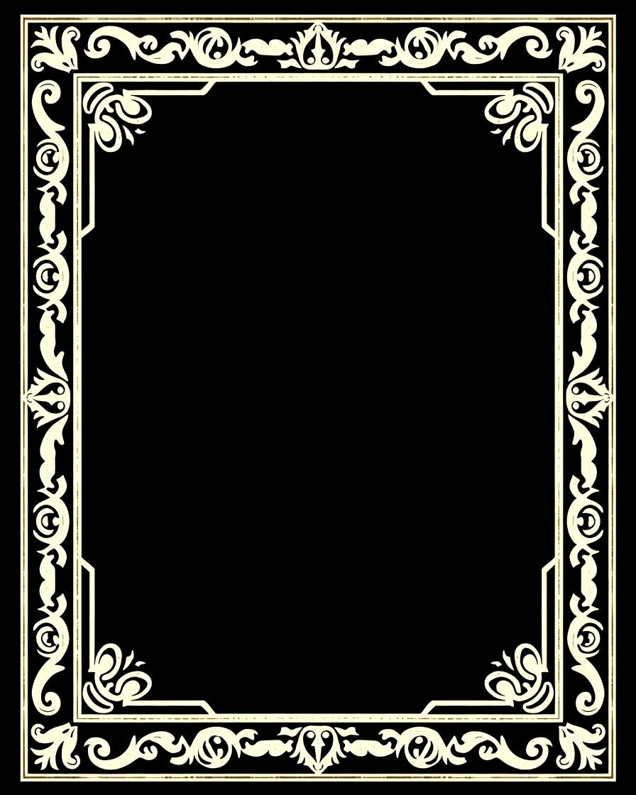 Elegant Cream Scrollwork Border Rug
