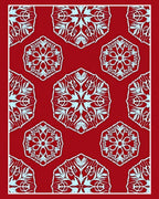 Crimson Hexagonal Snowflake Medallion Rug