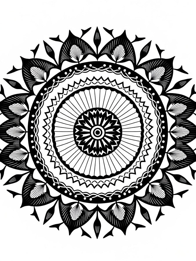 Monochromatic Intricate Mandala Art Rug