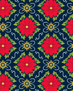 Crimson Floral Medallion Navy Rug