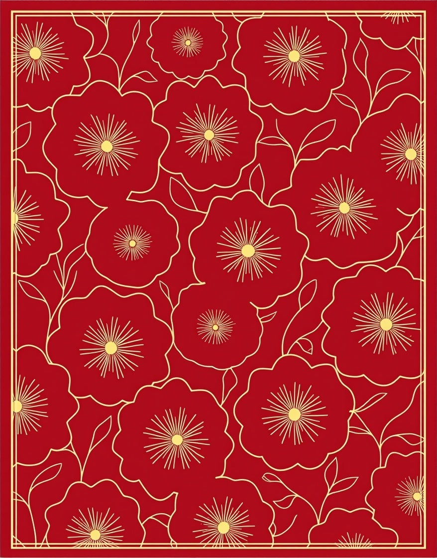 Crimson Bloom Botanical Arrangement Rug