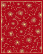 Crimson Bloom Botanical Arrangement Rug